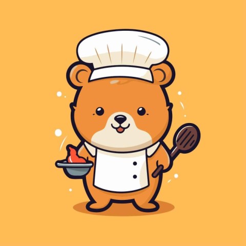 Cute hamster chef cartoon character. Cute animal mascot illustra