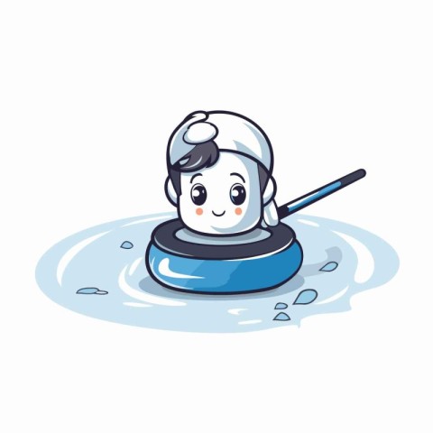 Illustration of a Cute Cartoon Chef Pouring Water on a Bowl