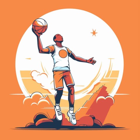 Basketball player. Vector illustration of a basketball player in