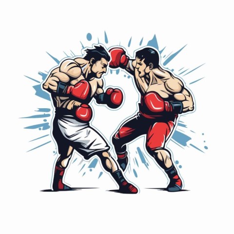 Boxing vector illustration. two muay thai fighters in action.