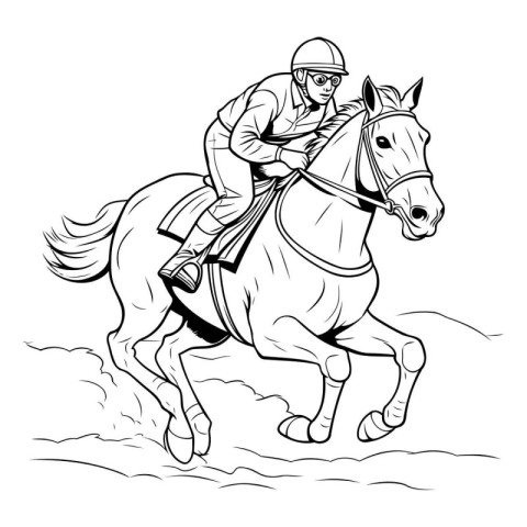 Jockey riding a horse. Vector illustration ready for vinyl cutti