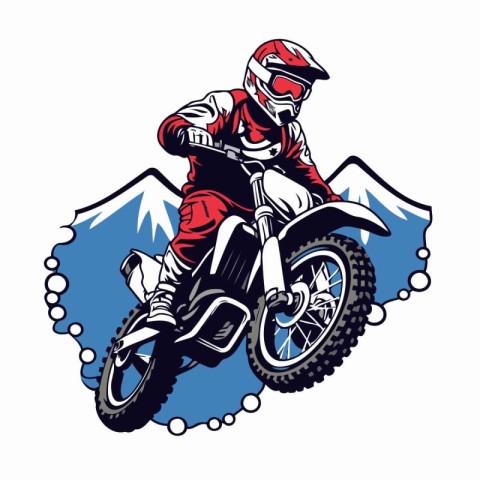 Motocross rider on a motorbike. Vector illustration on white bac