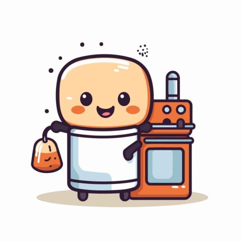 Cute kitchen character. Vector illustration. Isolated on white b