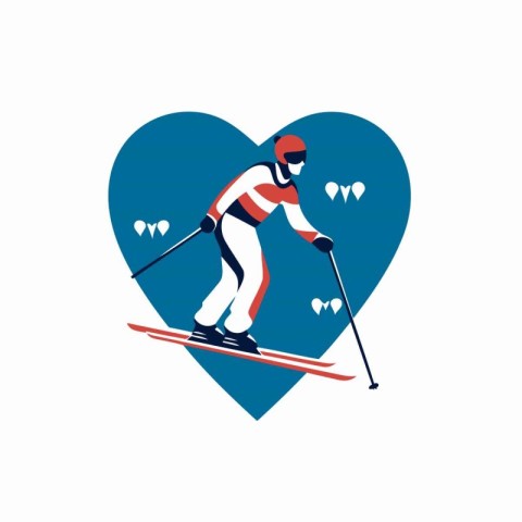 Cross-country skiing. Vector illustration in flat style. Skiing.