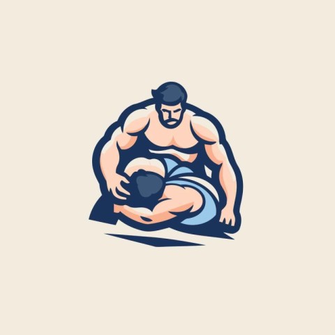 Sumo wrestler logo design template. Sumo wrestler vector illustr