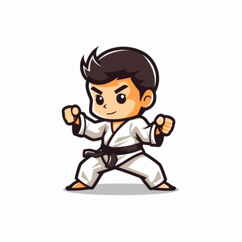 Taekwondo character cartoon doodle design vector illustration.