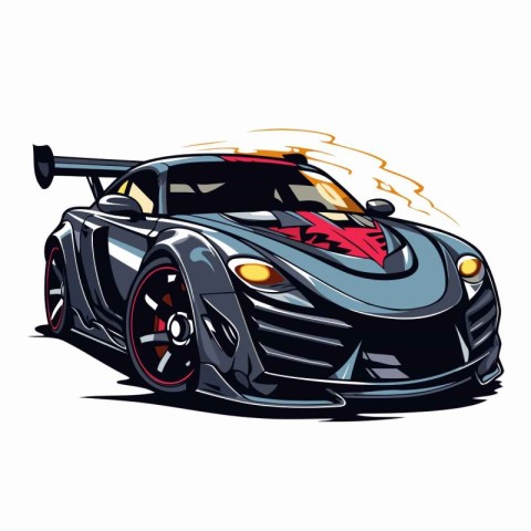 illustration of a black sports car on a white background. vector