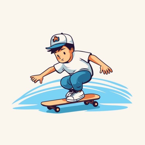 Skateboarder boy riding a skateboard. vector illustration.