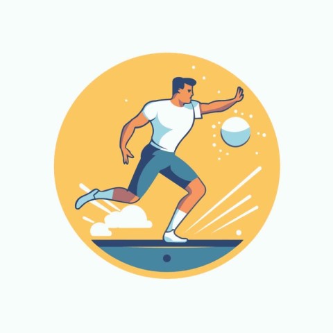 Soccer player on the ball. Vector illustration in a flat style