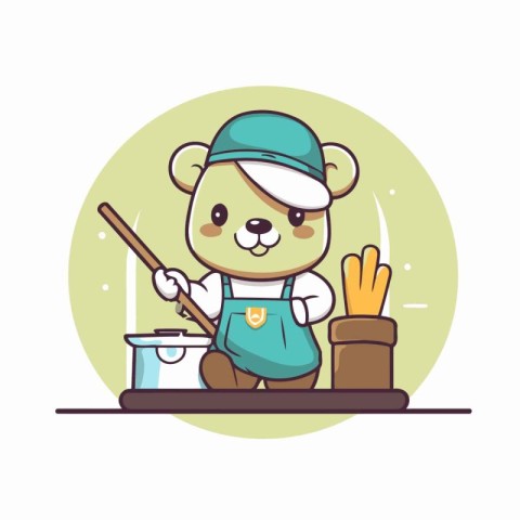 Cute hamster chef cartoon character in flat design style vector