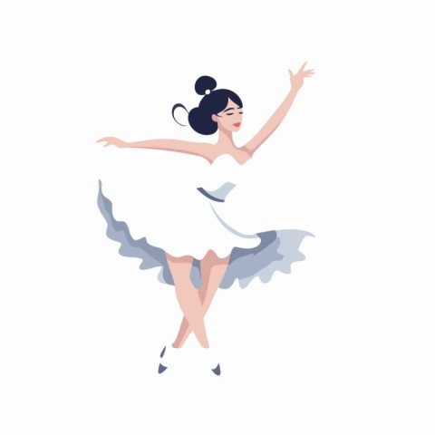 Beautiful ballerina in a white tutu. Vector illustration.