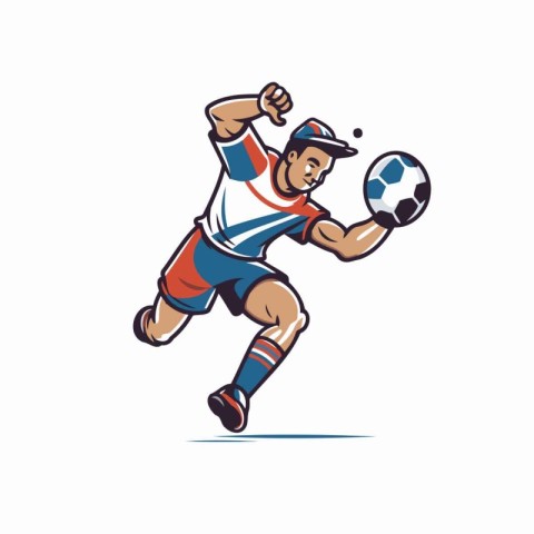 Soccer player kicking the ball. vector illustration. isolated on