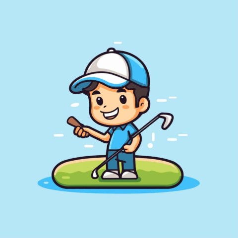 Golfer Playing Golf Cartoon Mascot Character Illustration Design