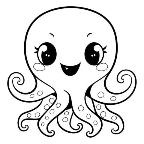 Cute cartoon octopus. Vector illustration isolated on white back