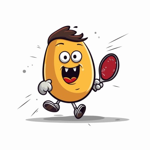 Funny bean character with magnifying glass. Cartoon vector illus