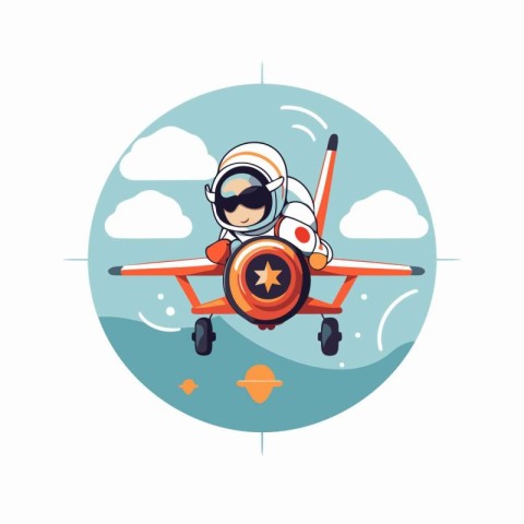 Astronaut flying in the sky. Vector illustration in flat style