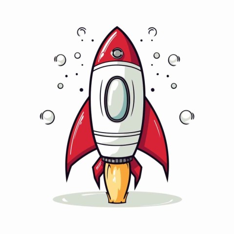 Rocket icon. Vector illustration in cartoon style. Isolated on w