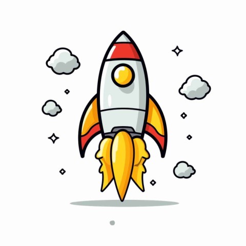 Rocket icon in flat style. Startup vector illustration on white