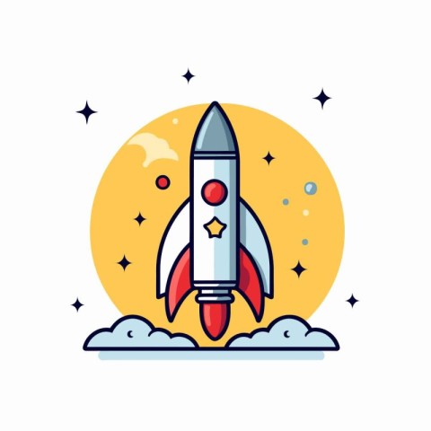 Rocket icon in flat style. Startup vector illustration on white