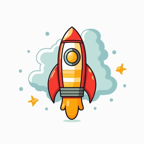 Rocket icon in flat style. Vector illustration. Isolated on whit