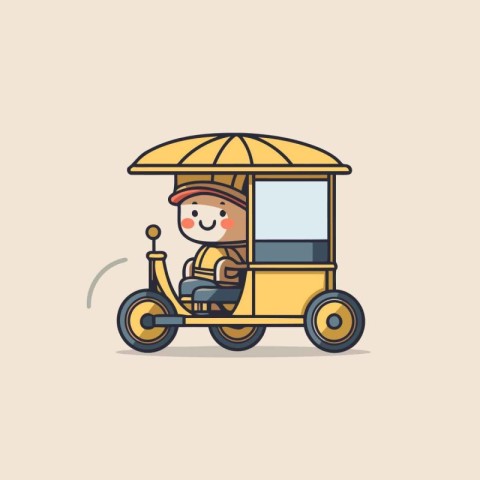 Tuk Tuk taxi. Vector illustration of a cute cartoon character.