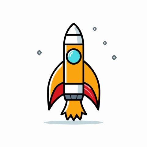 Rocket icon in flat style. Startup vector illustration on white