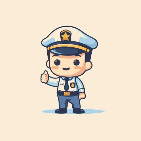 Policeman cartoon character. Cute and funny vector illustration.