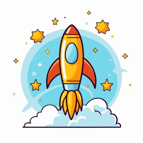 Rocket icon in flat style. Vector illustration of space rocket o