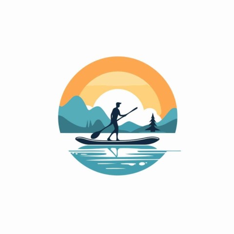 Kayaking vector logo template. Canoeing and paddling icon.