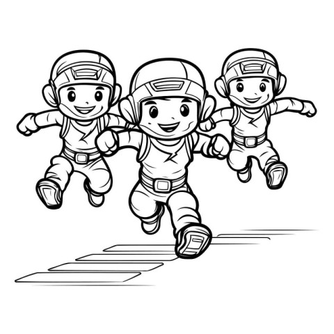 Cartoon astronaut kids. Coloring book for children. Vector illus