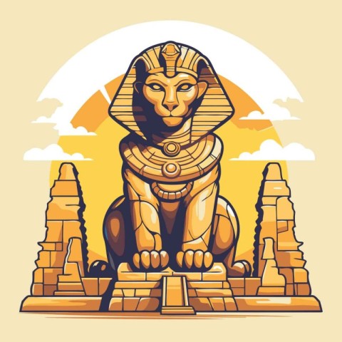 Egyptian Sphinx. Vector illustration in retro style for your des