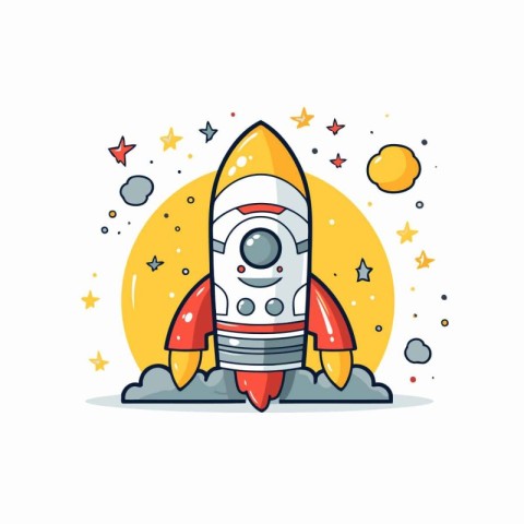 Space rocket icon. Cartoon illustration of space rocket vector i