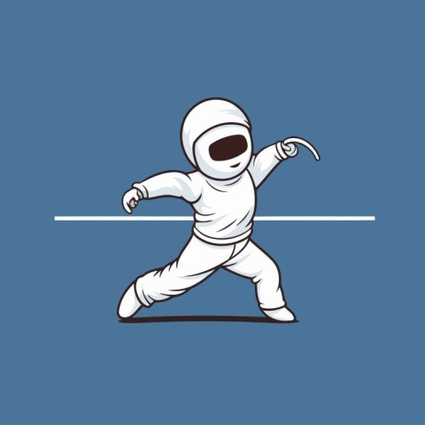 Astronaut running. Vector illustration on a blue background. Car