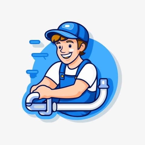 Plumber. Plumber. Repairman. Vector icon in cartoon style