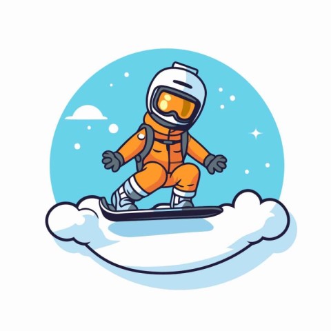 Snowboarder on snowboard. Vector illustration in cartoon style.