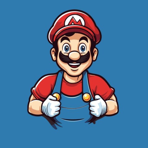 Vector illustration of a plumber with a mustache and moustache