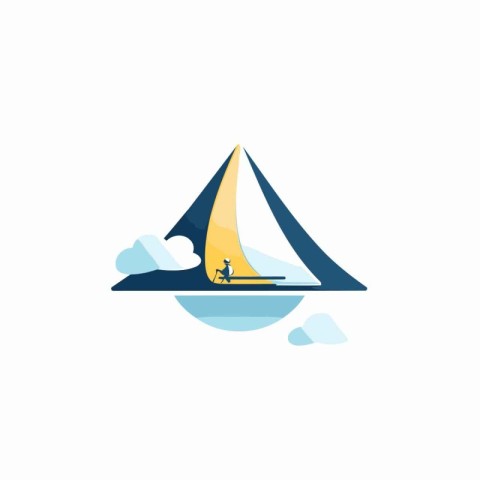 Sailing boat icon in flat color style. Yacht sailboat