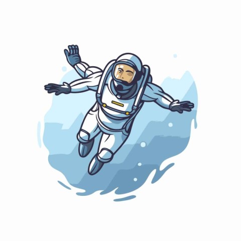 Astronaut flying in space. Vector illustration in cartoon style.