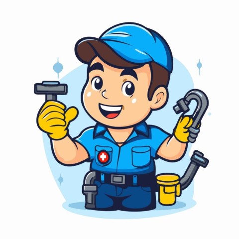 Plumber Smiling - Vector Cartoon IllustrationÃ¯Â»Â¿