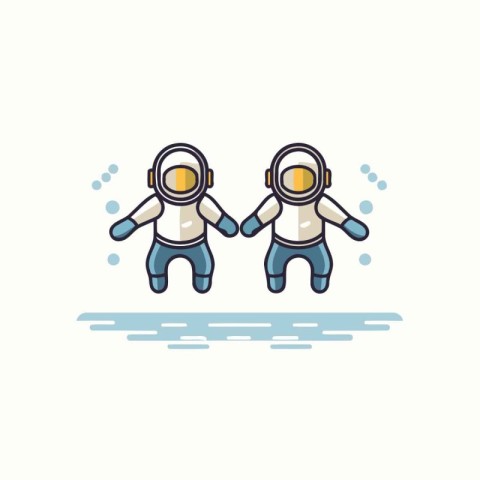 Astronaut in spacesuit flat line icon. Astronaut vector illustra