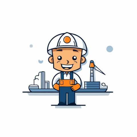 Cute engineer cartoon character. Vector illustration in flat des