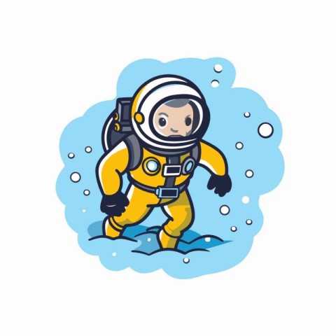 Astronaut in spacesuit. Cute cartoon vector illustration.