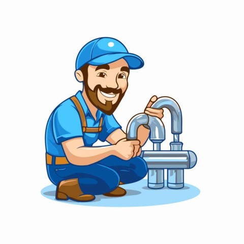 Plumber repairing tap. Plumber repairing tap. Plumber repairing