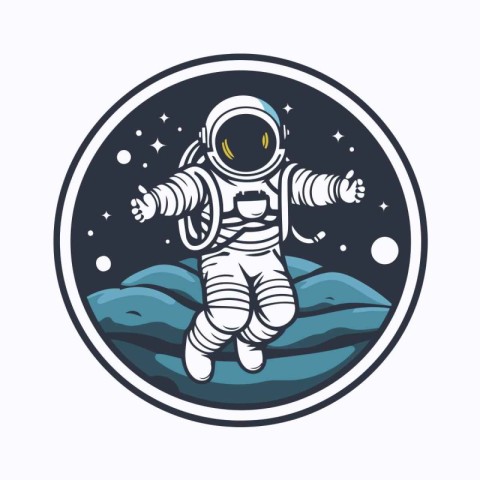 Astronaut in outer space. Vector illustration on white backgroun