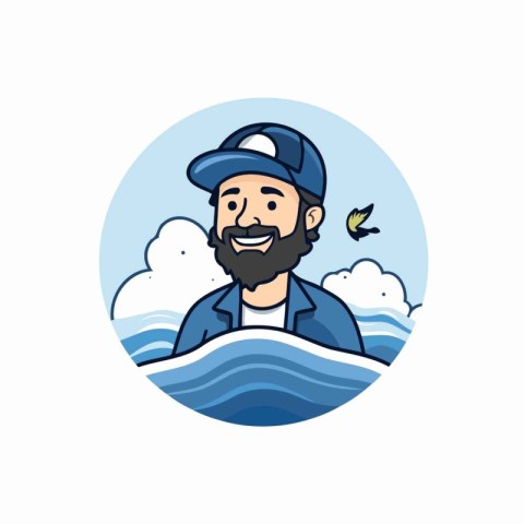 Vector illustration of a plumber in a cap on the background of t