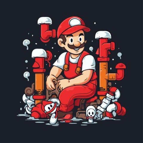 Plumber. Plumber in a red uniform. Plumber.