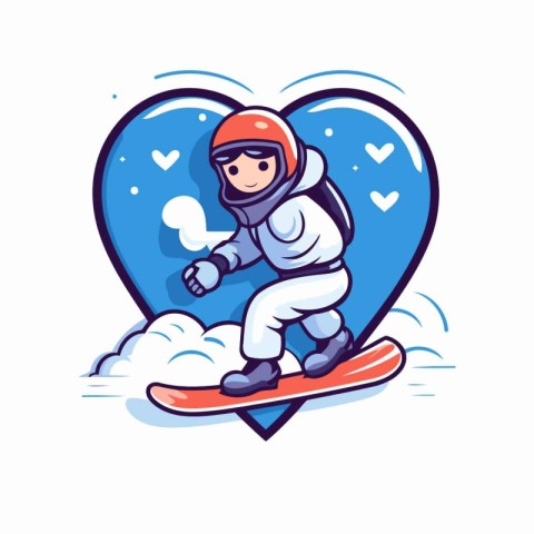 Snowboarder in the shape of a heart. Vector illustration.