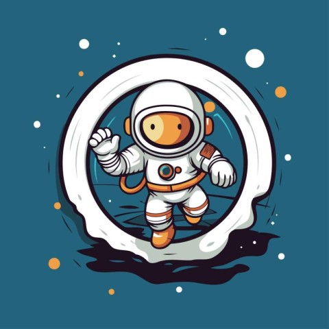 Astronaut in a hole of outer space. Vector illustration.