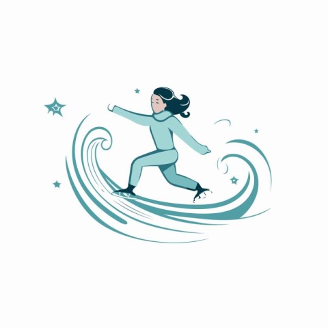 Snowboarder in motion. Winter sport. Flat vector illustration.