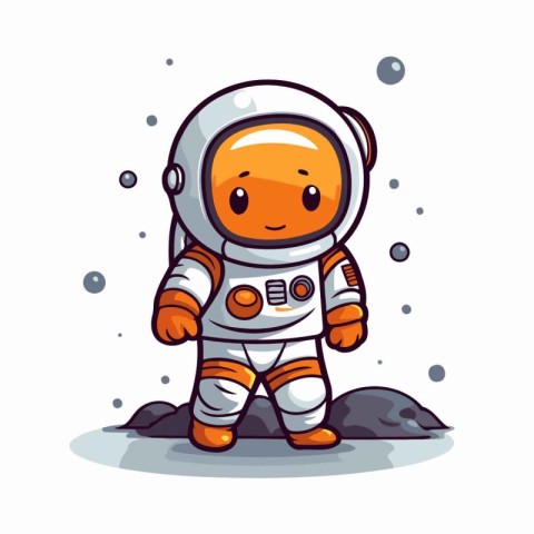 Cute cartoon astronaut in space suit. Vector illustration on whi